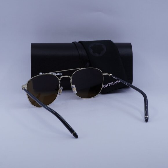 Montblanc MB0271S 009 Square Sunglasses - Gold/Brown - Picture 4 of 11